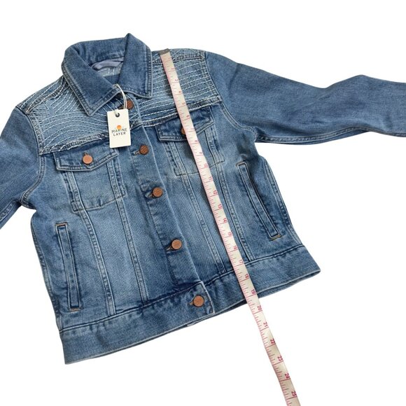 Marine Layer Eileen Embroidered Denim Jacket X-Small Light Wash Copper women new - Picture 7 of 15